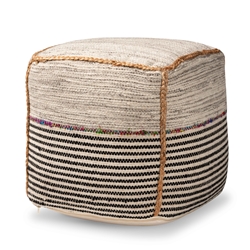 Baxton Studio Arta Modern and Contemporary Bohemian Multi-Colored Handwoven Wool Blend Pouf Ottoman